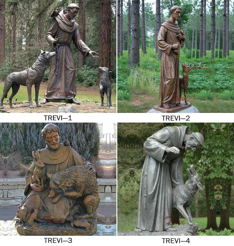 Bronze art st francis of assisi garden statues with animal designs