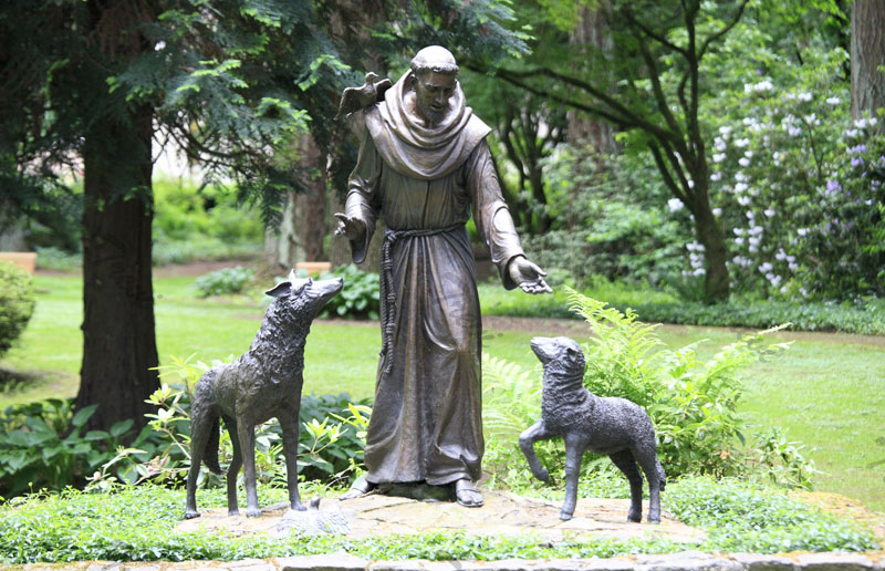 Bronze religious statues st frances with wolf garden statues for sale online