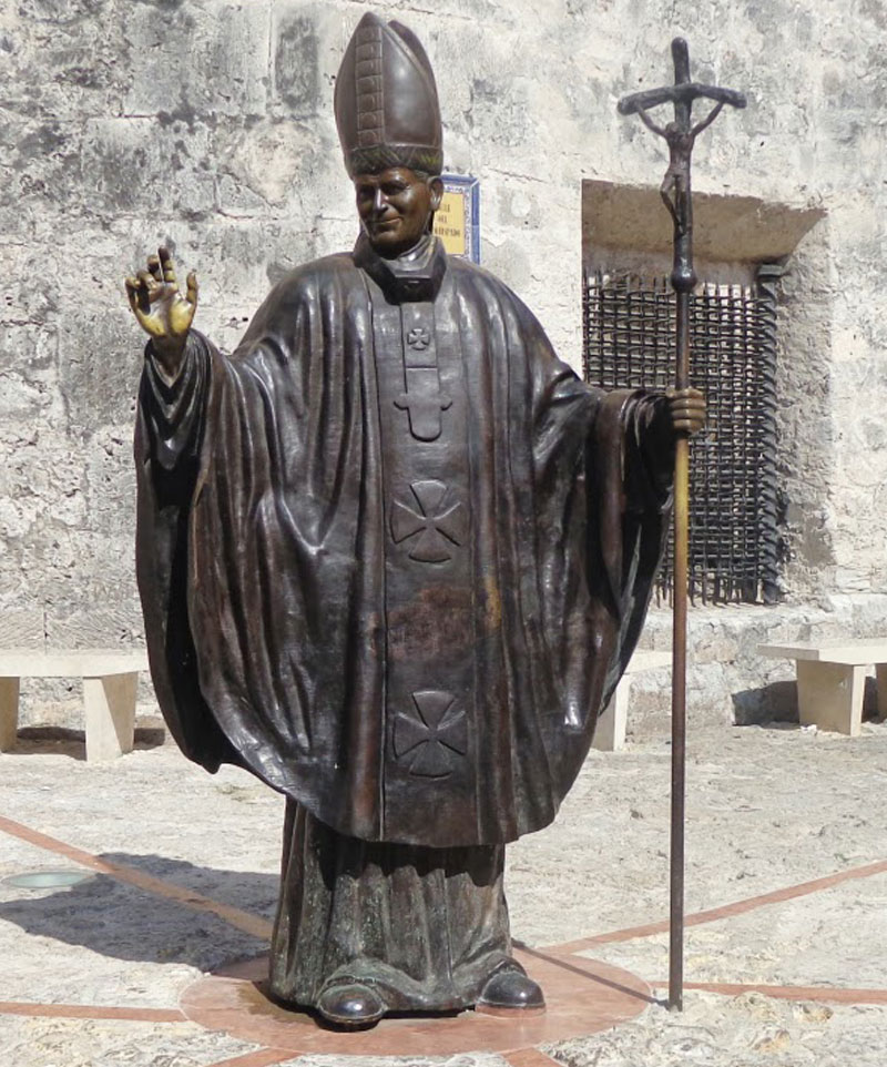 Catholic bronze religious life size pope john paul ii statue outdoor for sale