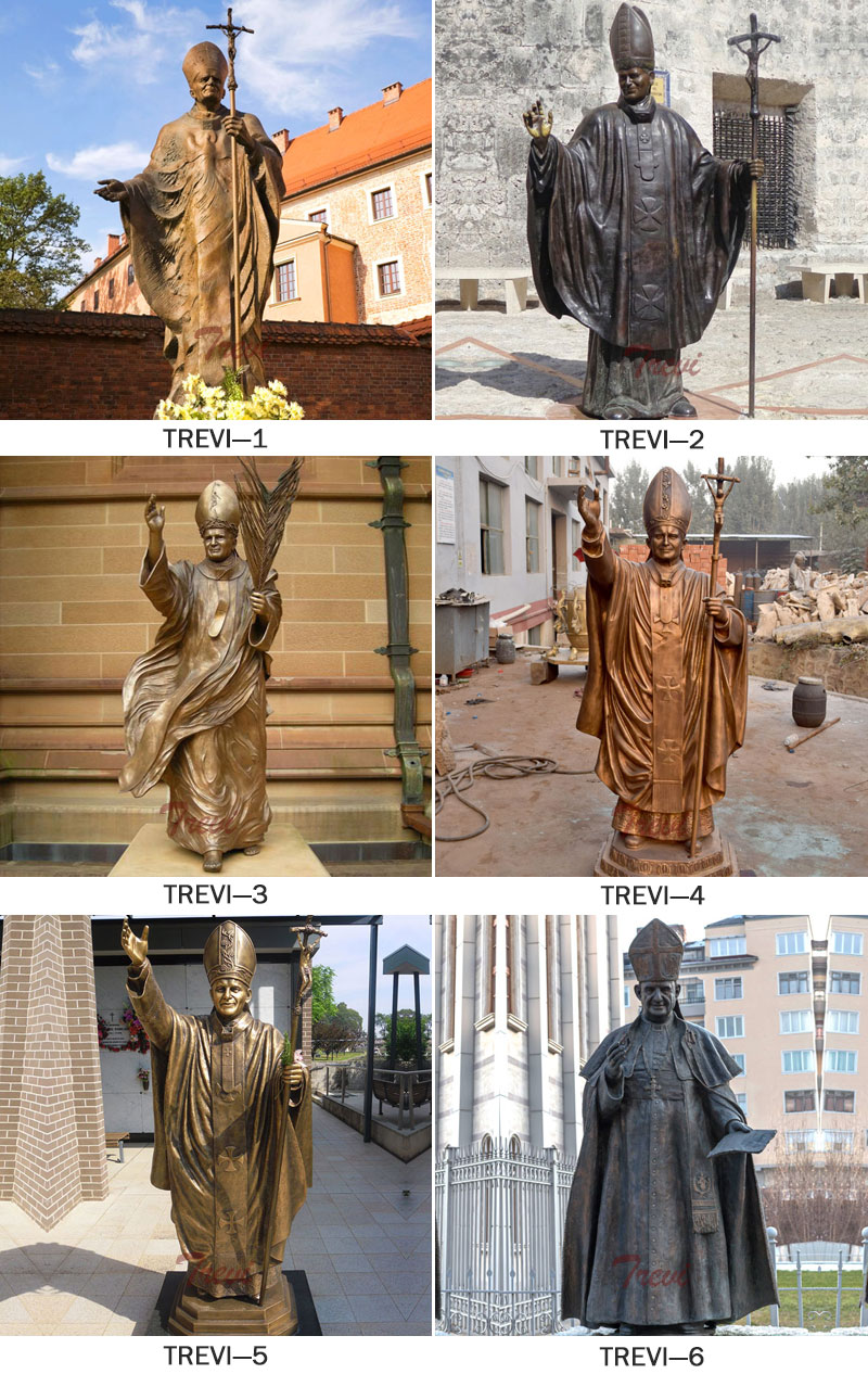 Catholic church lawn statues of life size bronze pope designs