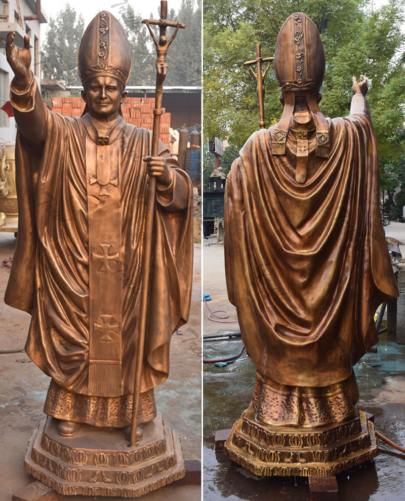 Custom made bronze religious statue of pope life size outdoor designs from factory