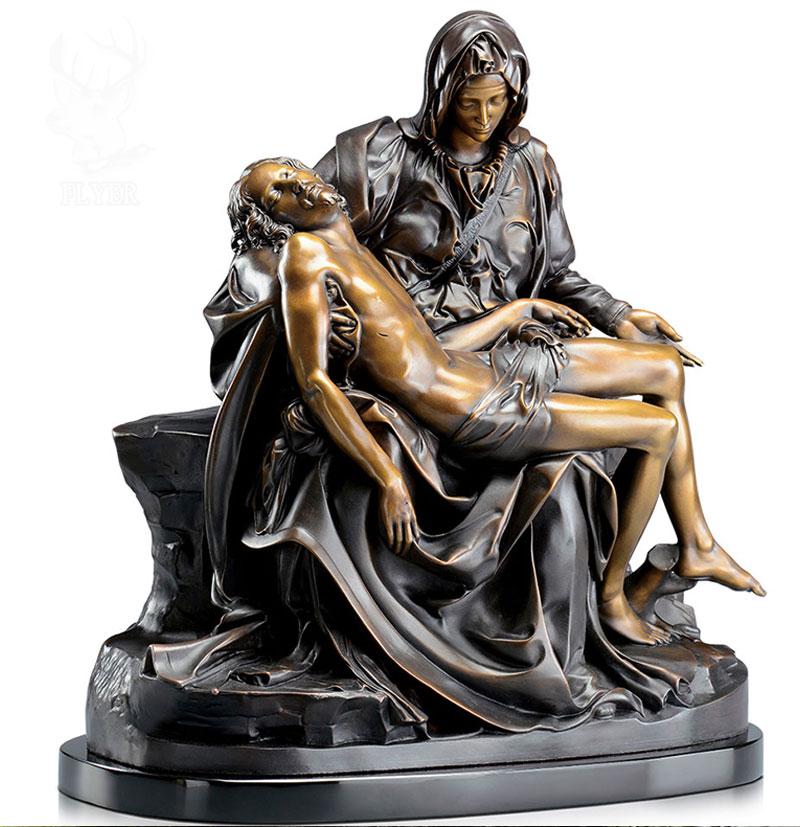Famous michelangelo pieta statue of mary holding jesus bronze religious garden statue for sale