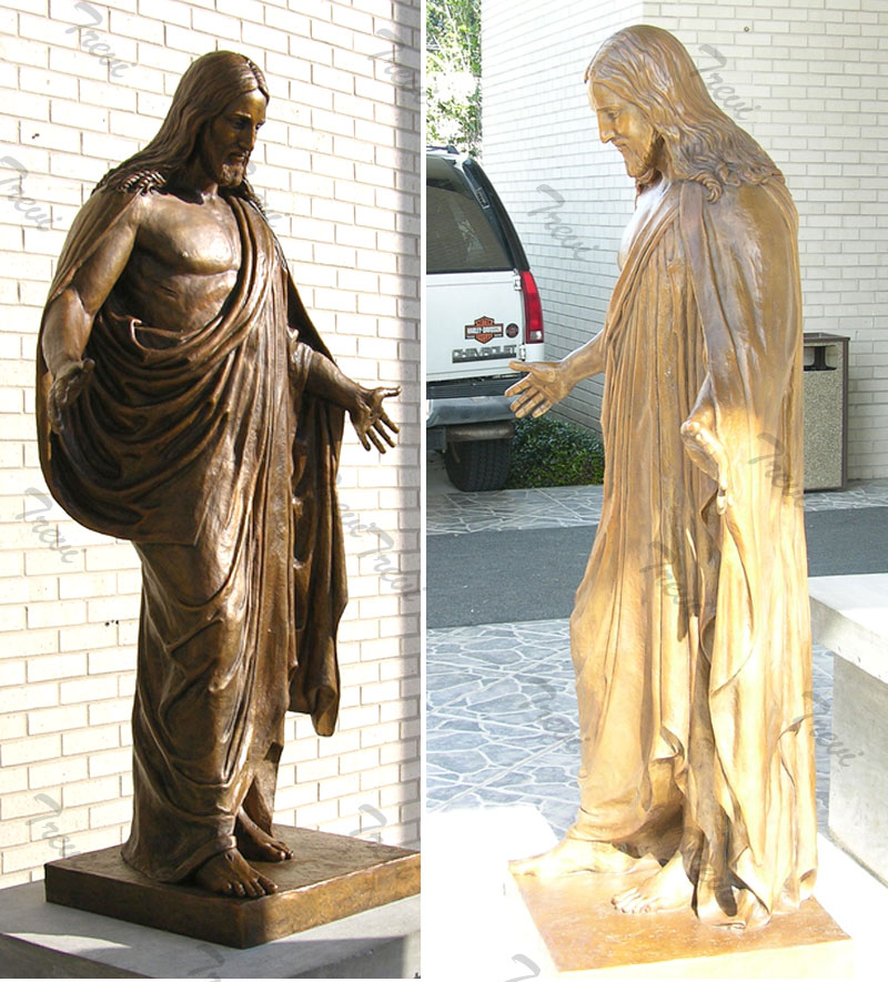 Life size bronze jesus open arms religious garden statues design for sale