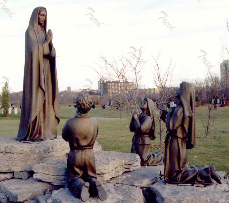 Our lady of fatima mother and three shepherd child bronze religious statues for sale
