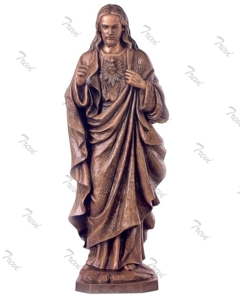 Outdoor bronze sacred heart of jesus religious garden statue large beautiful design