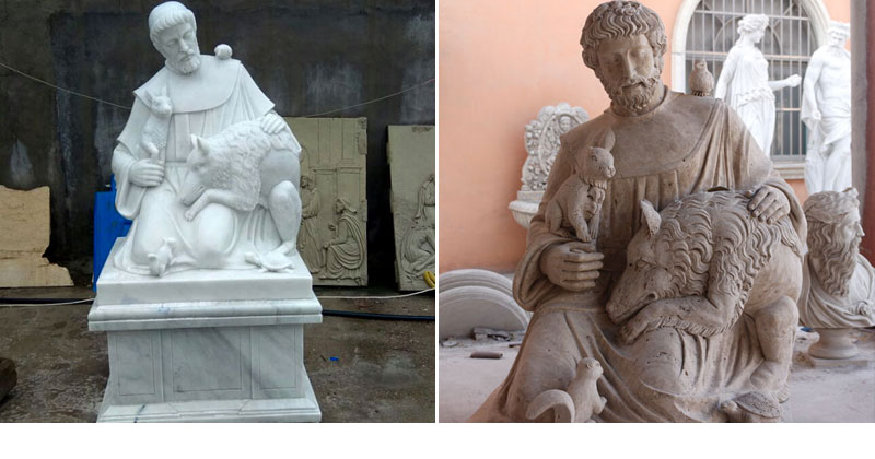 Saint francis with wolf religious garden statues designs