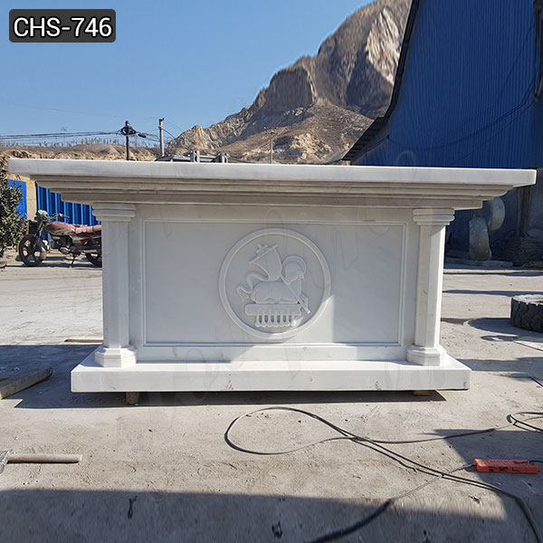 Catholic Church Custom White Marble Altar Table with Hands