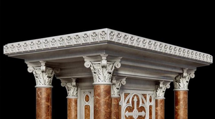 Buy modern luxury marble altar table designs for church decoration from factory TCH-216