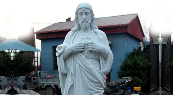 Caholic church garden decor life size sacred heart of jesus outdoor statue for sale TCH-08