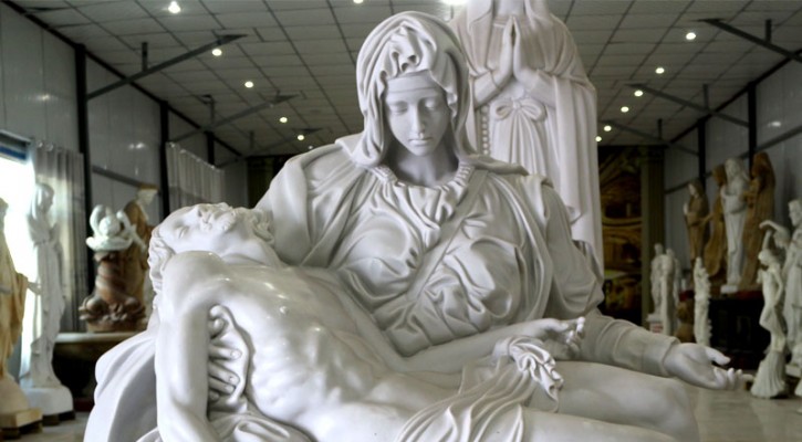 Michelangelo’s Pieta Church religious white marble garden statues online sale TCH-48