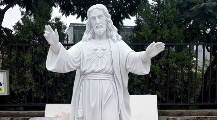 Our Lord jesus sacred heart white marble religious garden statues to buy online TCH-202