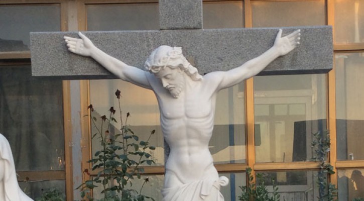 Outdoor marble religious statues the crucifixion of jesus christ on the cross for church decoration TCH-10
