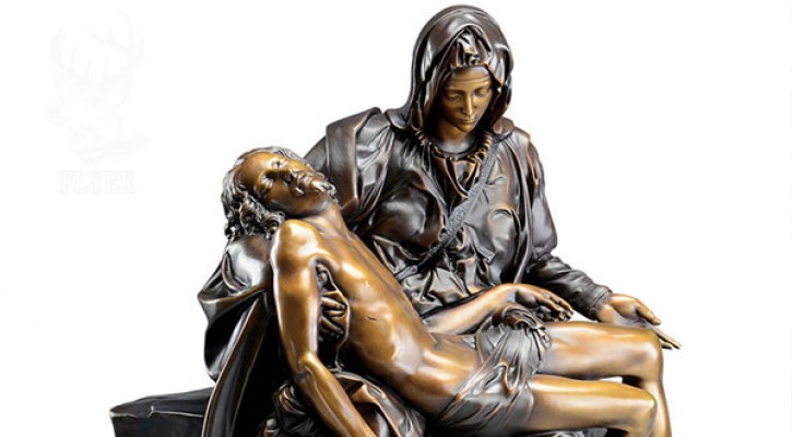 Famous michelangelo pieta statue of mary holding jesus bronze religious garden statues for sale TBC-12
