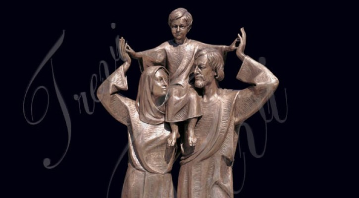 Large holy family jesus mary and joseph bronze religious garden statue for sale TBC-01