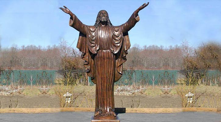 Lifelike Bronze Jesus with Outstretching Hands Statue Church Decor for Sale BOKK-647