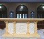 Hand-carved White Marble Altar Church Table Design For Sale