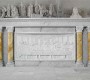 Hand-Carved Religious Marble Altar Table with Relief Sculpture