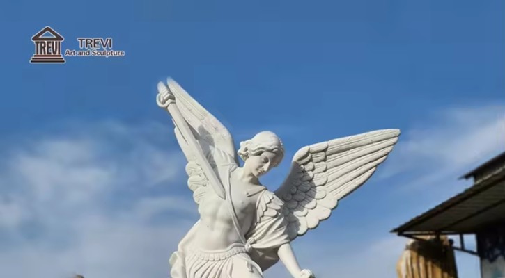 White Marble Archangel Michael Statue for Sale