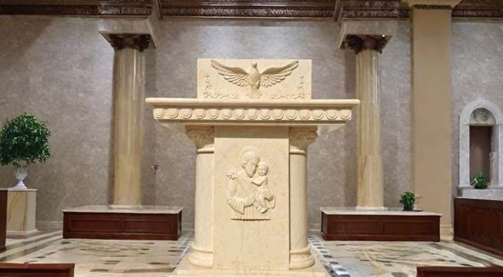 Beige Marble Catholic Church Pulpit for Sale MCH-115