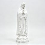 Detailed White Marble Our Lady of Fatima Statue with Rose Octagonal Pedestal