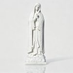 Elegant White Marble Our Lady of Fatima Statue with Cloud & Leaf Square Base