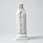 Hand Carved White Marble Our Lady of Fatima Statue with Circular Floral Cloak