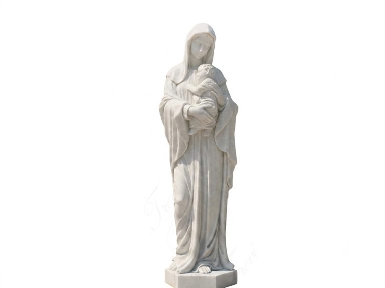 Marble Madonna and Baby Statue