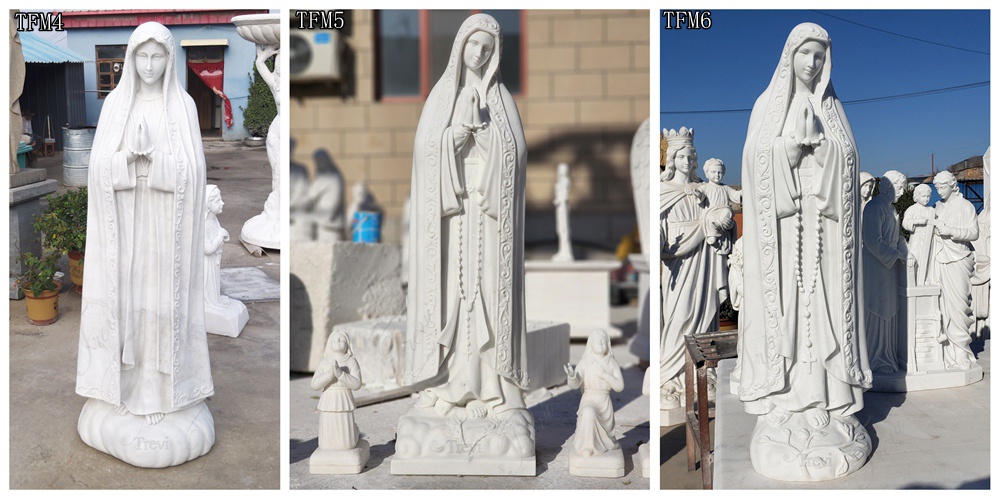 White Marble Our Lady of Fatima Statues for Sale TFM1-TFM9 2 Multiple Styles White Marble Our Lady of Fatima Statues, Cloud Base & Rose Base Options
