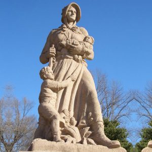 Outdoor madonna of the trail statues california