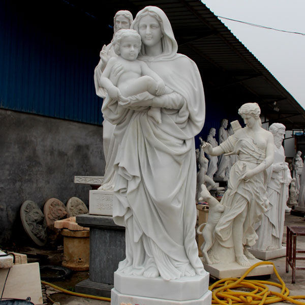 Catholic beautiful virgin mary garden statues of white Madonna and baby Christ statues for sale TCH-81