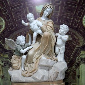 Vintage madonna child and angel garden statues for catholic church decor outdoor