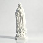 White Marble Our Lady of Fatima Sculpture with Rose Carved Octagonal Base