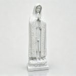 White Marble Our Lady of Fatima Sculpture with Vine Flower Relief & Cloud Base