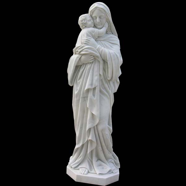 White madonna and christ life size holy mary marble garden statues for church outdoor TCH-82