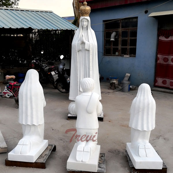 Buy blessed mother our lady of fatima with three shepherd children outdoor chruch lawn statue TCH-69