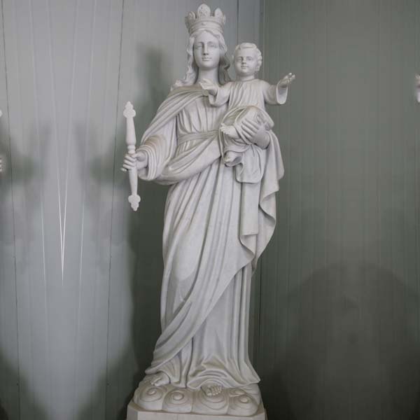 Catholic white marble our lady of mount carmel garden statue to buy TCH-86