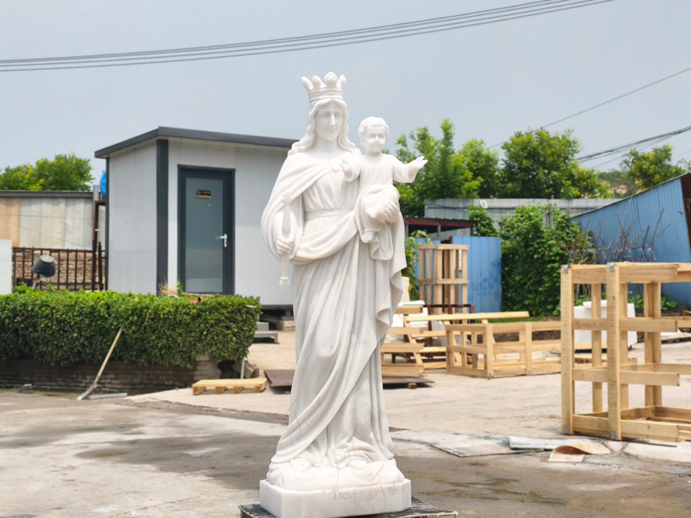 Marble Our Lady of Mount Carmel Garden Statue in our factory