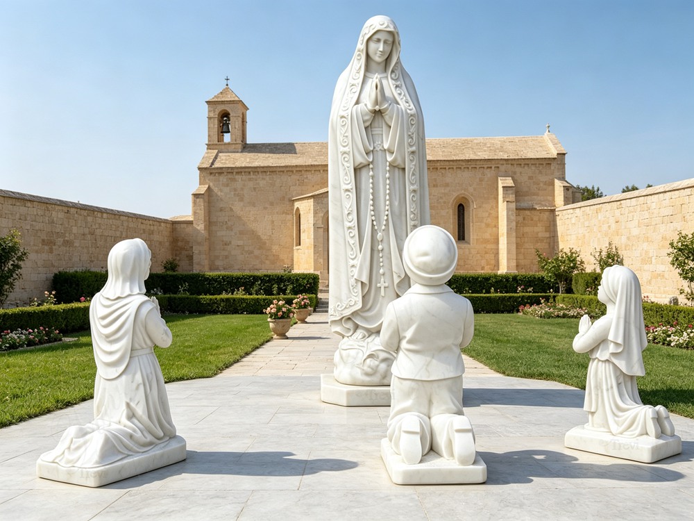Our Lady of Fatima with Children marble Statue
