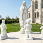 Our Lady of Fatima with Three Children marble Statue