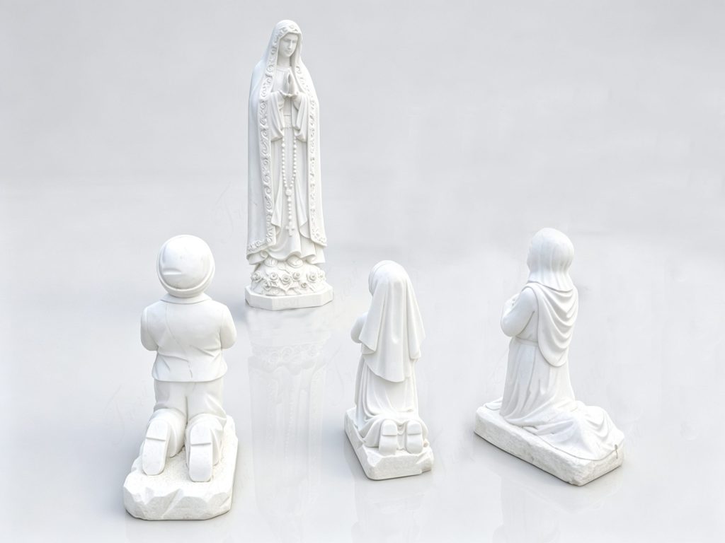 Our Lady of Fatima with Three Shepherd Children marble Statue