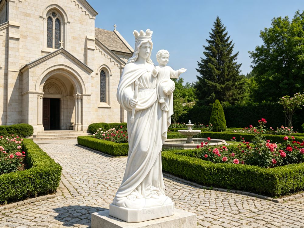Our Lady of Mount Carmel Garden Statue in church