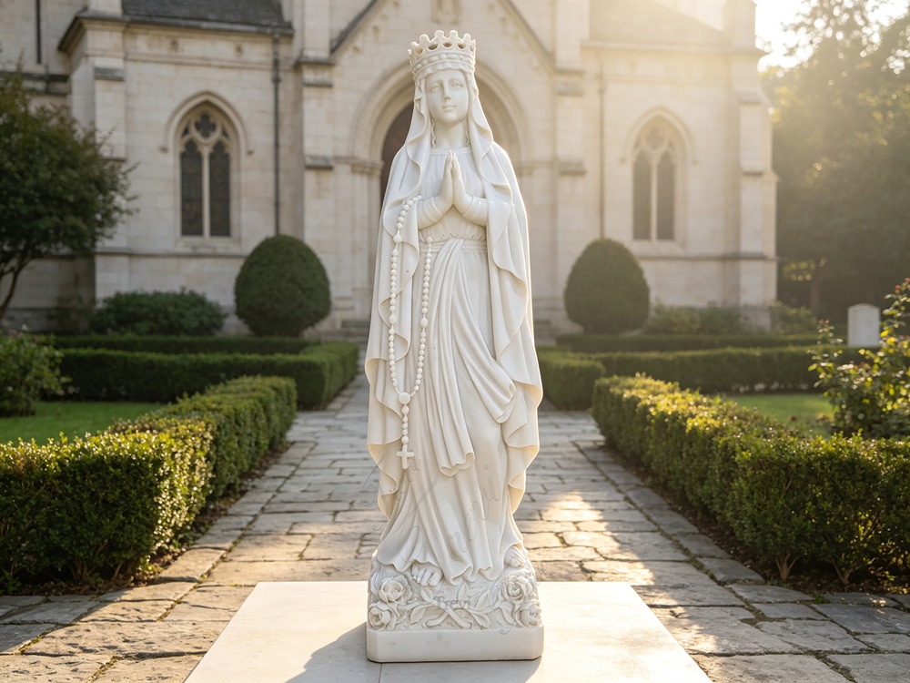 marble Fatima Statue with Crown in church