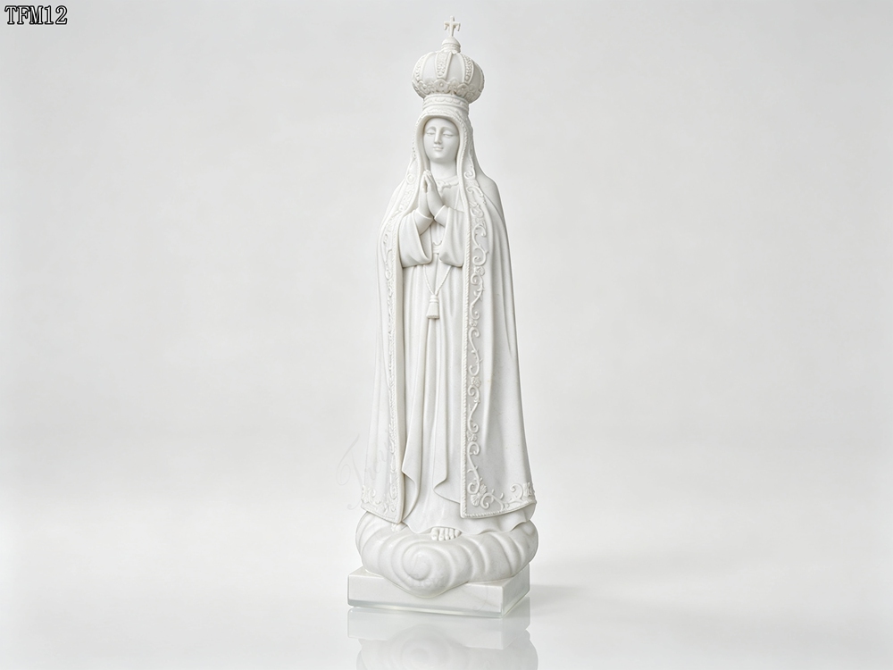 marble Fatima Statue with marble Crown in church