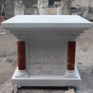Church marble altar table with the last supper relief wall art decor