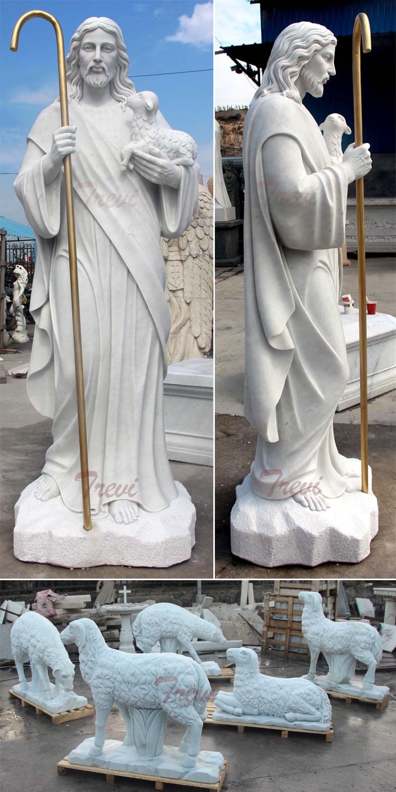The good shepherd life size jesus hold lamb outdoor religious garden