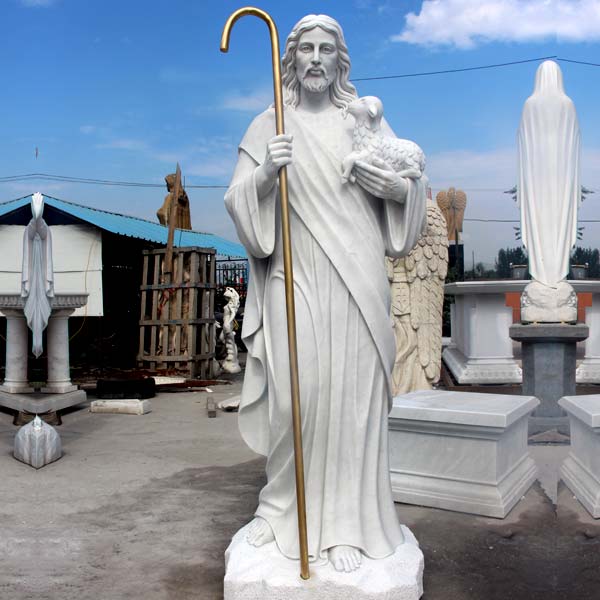 The good shepherd life size jesus hold lamb outdoor religious garden statues online sale TCH-200