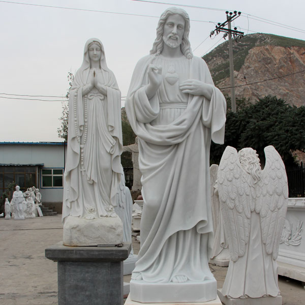 Life size sacred heart of jesus christ white marble outdoor sculpture factory directly supply TCH-09