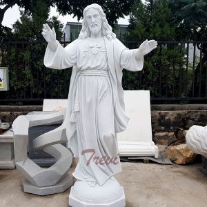 Our Lord jesus sacred heart white marble religious garden statues for sale