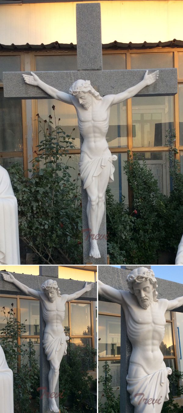 Outdoor marble religious statues the crucifixion of jesus christ on the
