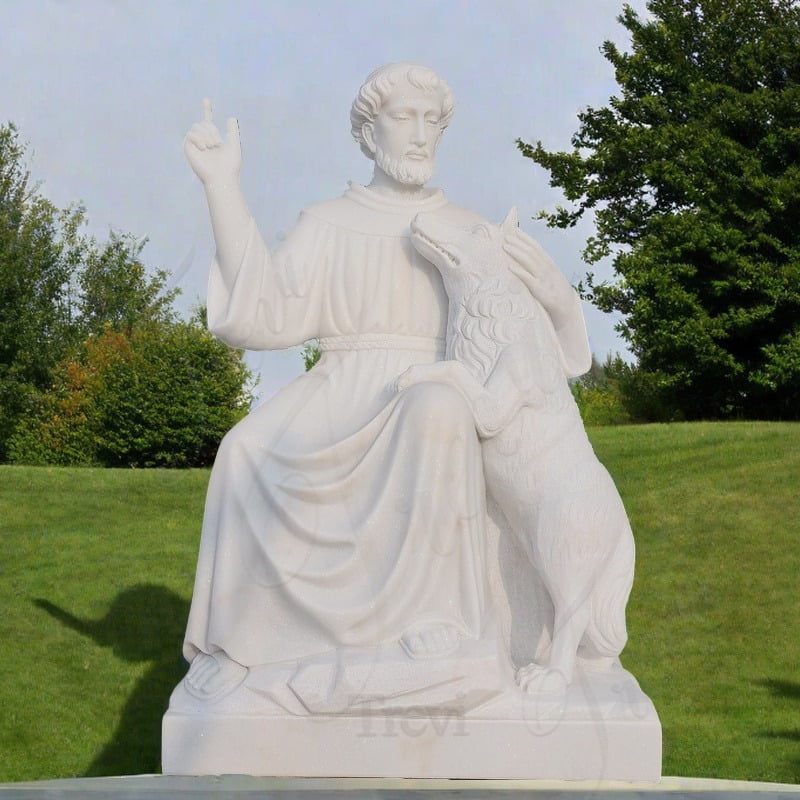 White marble Saint francis of assisi garden statue for sale